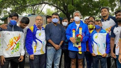 Milind Soman was welcomed by the district administration at Makhiga village in Palsana taluka of Surat district.