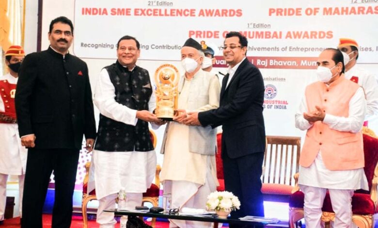Uday Adhikari honored with ‘India SME Excellence Award-2021’ by Governor Bhagat Singh Koshyari
