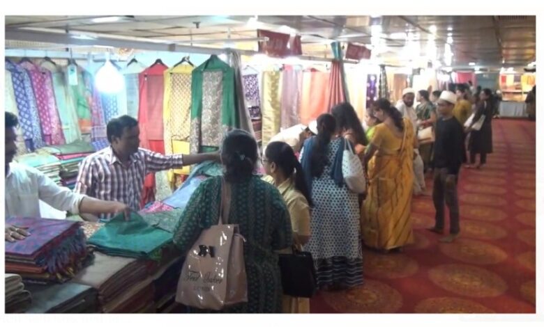 The National Silk Expo is thronged with good quality sarees, suits and dresses of various designs available